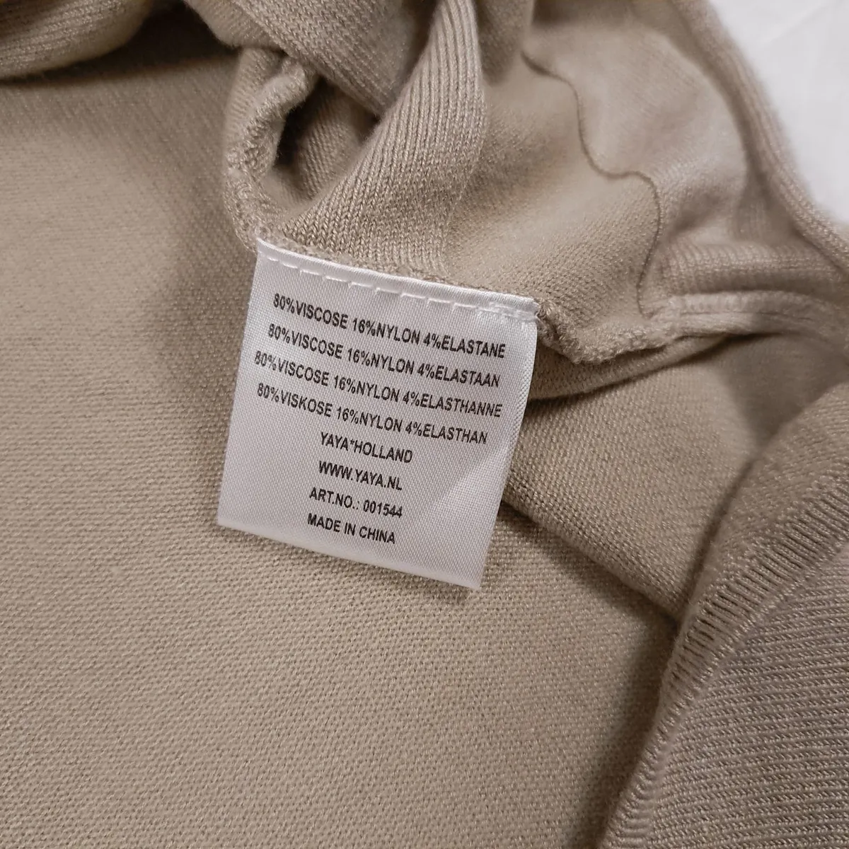 Yaya Beige Twisted Front Ruched Top Size L - Image 4