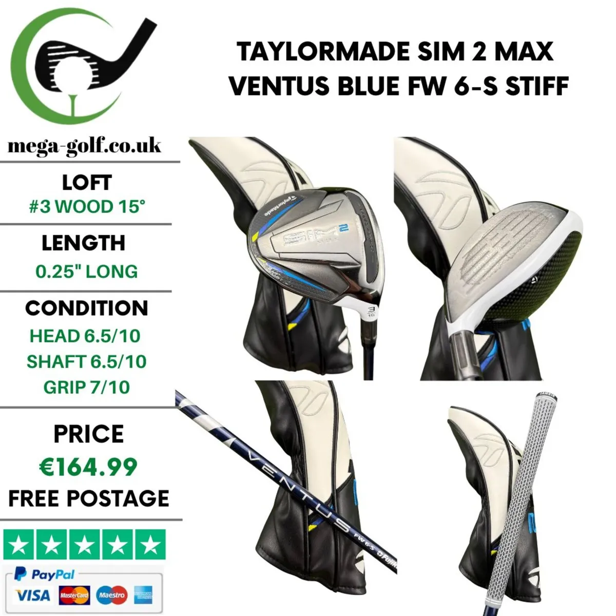 Taylormade Sim 2 Max #3 Wood 15° / Stiff - Image 1