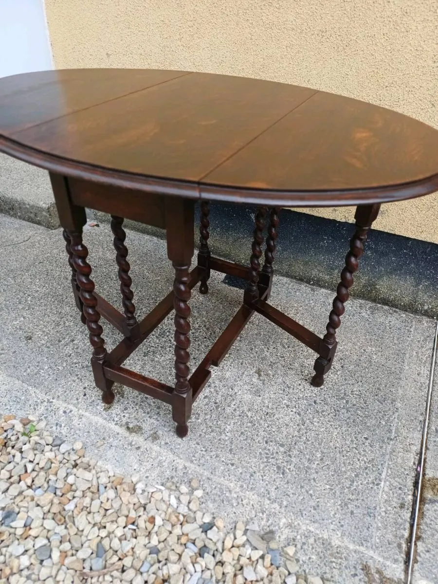 Antique Solid Oak Gateleg Drop Leaf Table - Image 1