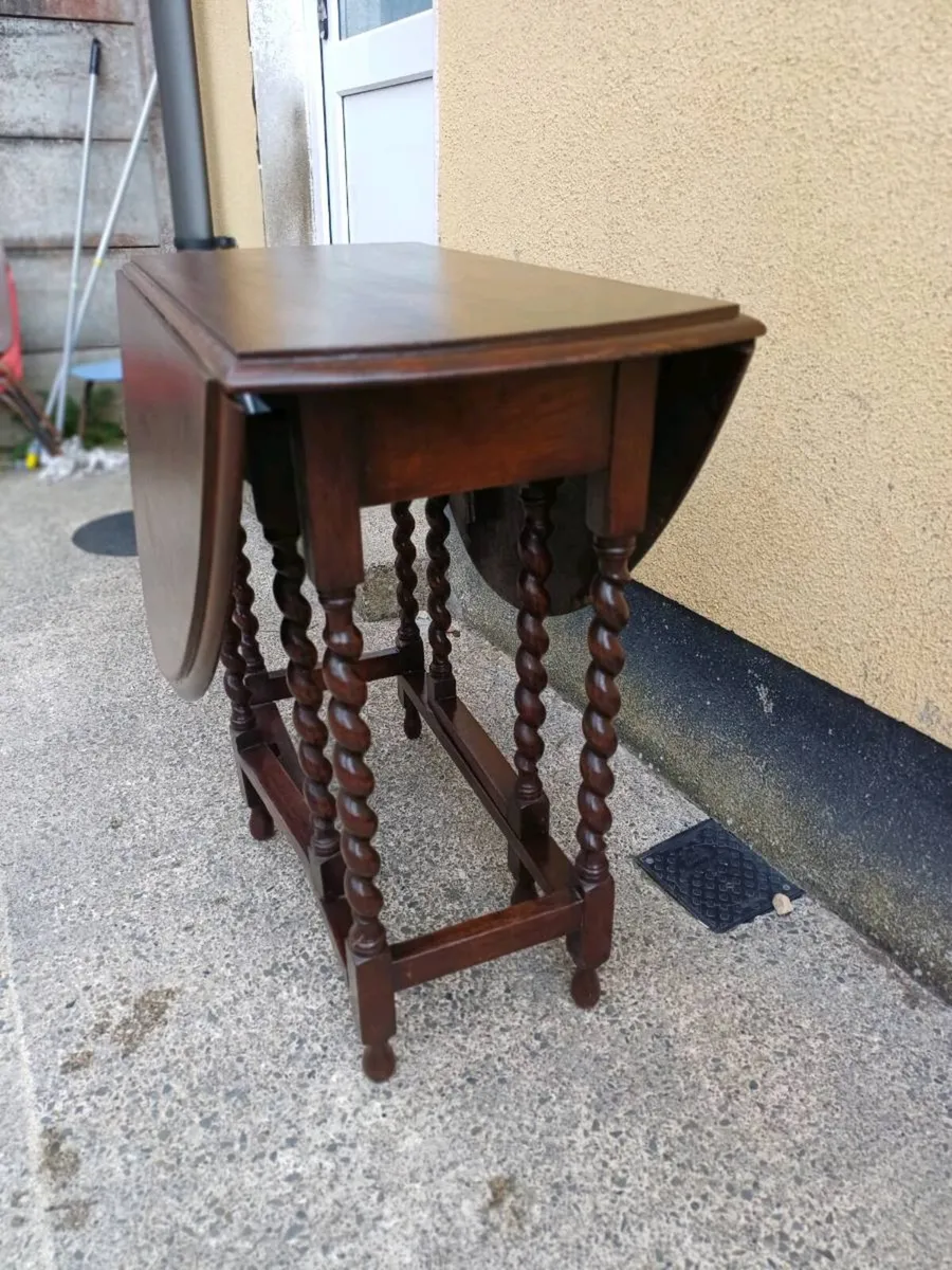 Antique Solid Oak Gateleg Drop Leaf Table - Image 2