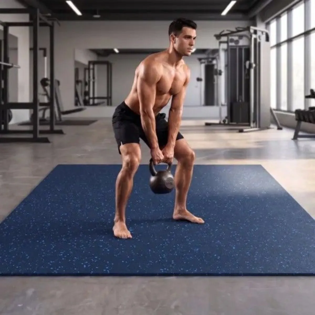 Heavy Duty Blue Gym Floor Tiles – 2.5cm Pack of 4 - Image 1