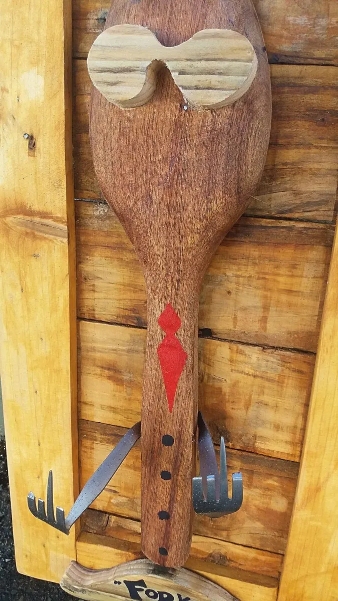 Rustic FORK U woodart wall piece. - Image 4
