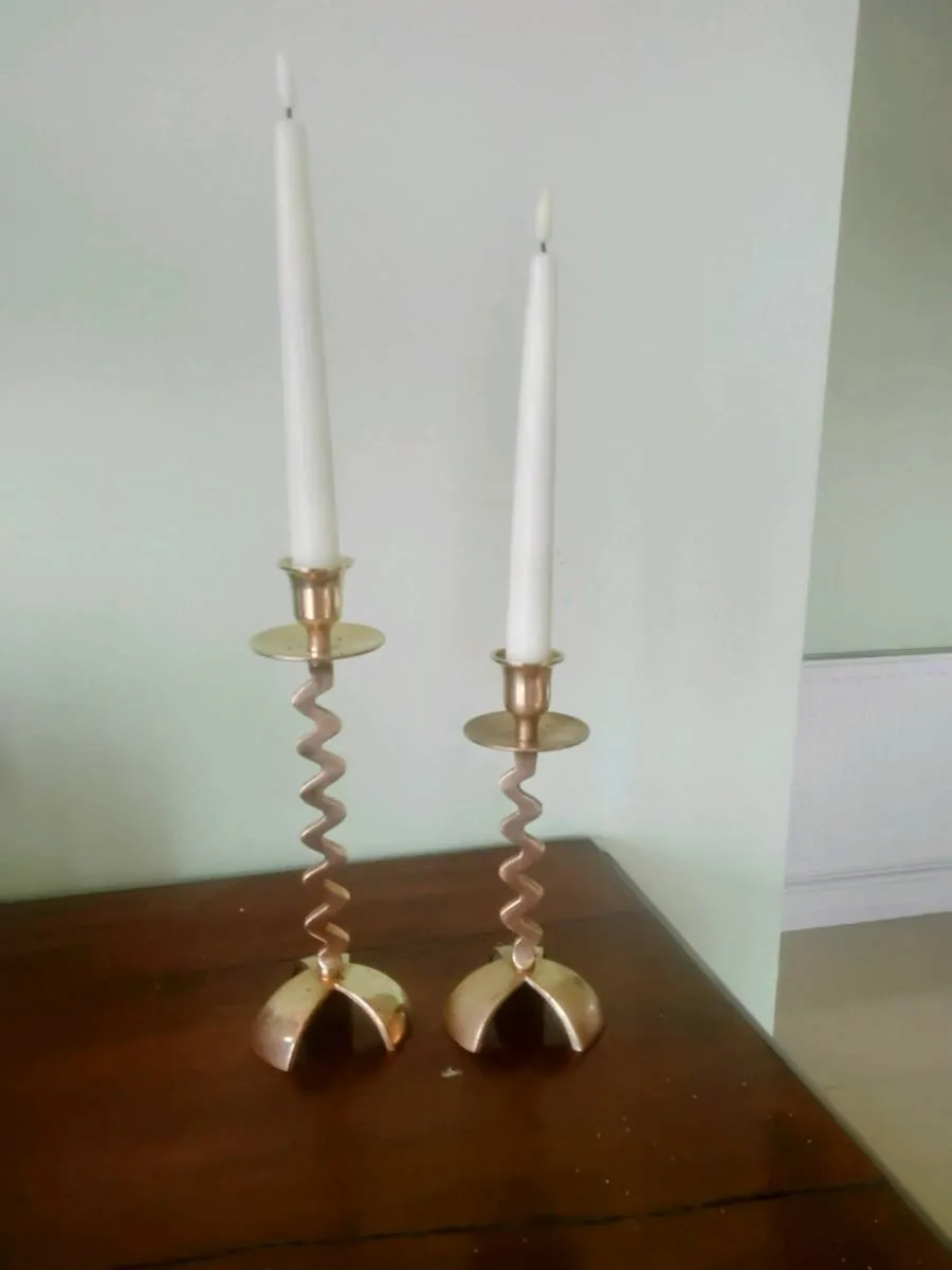 Vintage 1930s brass candle holders - Image 1