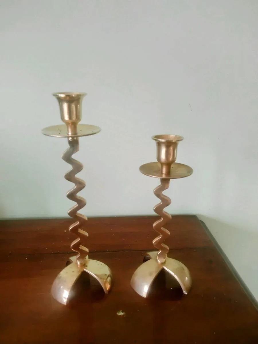 Vintage 1930s brass candle holders - Image 2