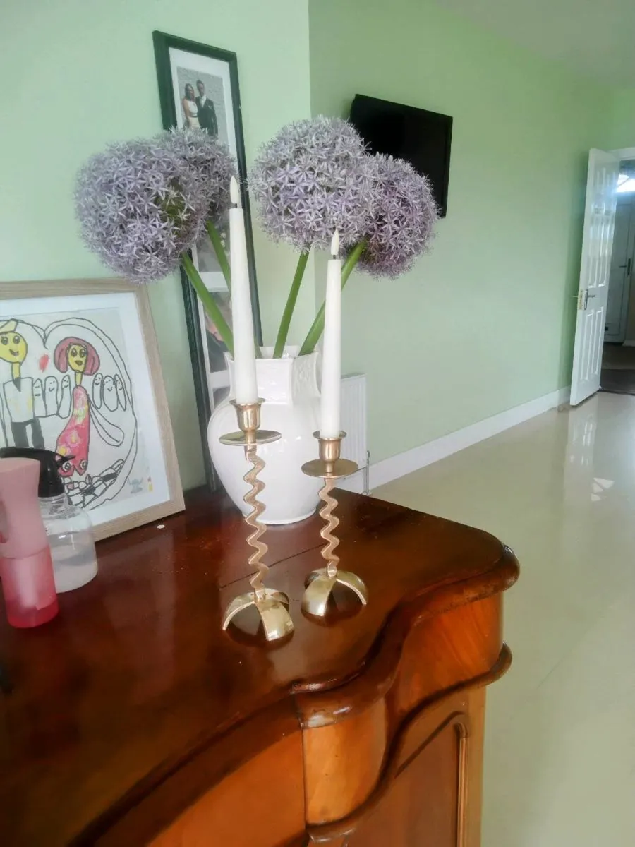 Vintage 1930s brass candle holders - Image 3