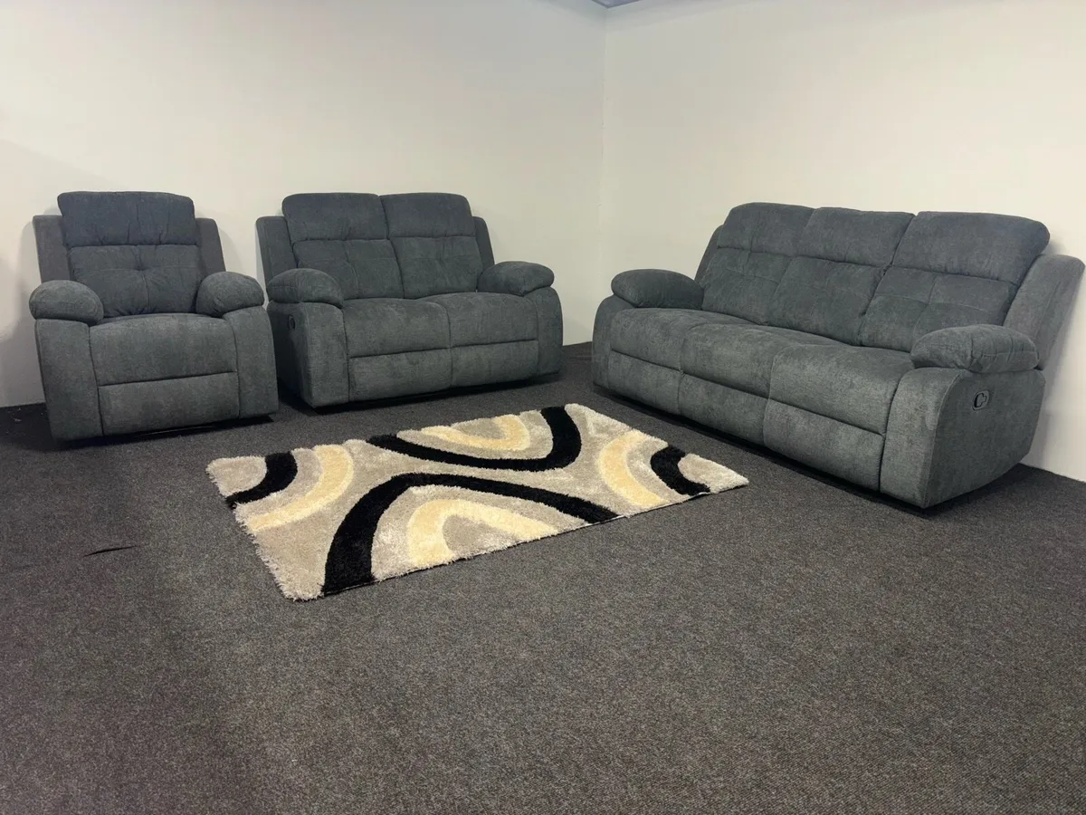 New 3+2+1 Grey Fabric Recliner Sofas - Image 2