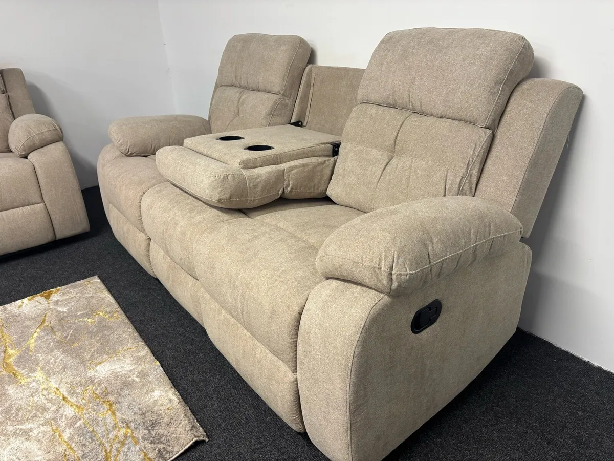 New 3+2+1 Beige Fabric Recliner Sofas - Image 4