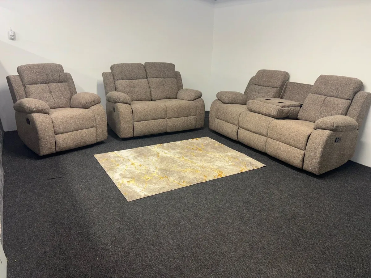 New Brown Fabric 3+2+1 Recliner Sofas - Image 1