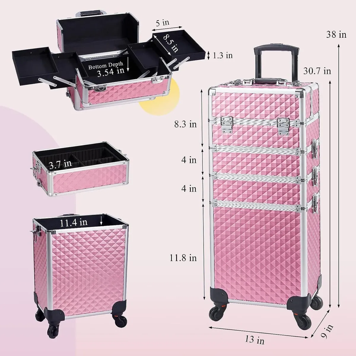 Aluminium Makeup Trolley Cosmetic Case - Image 3