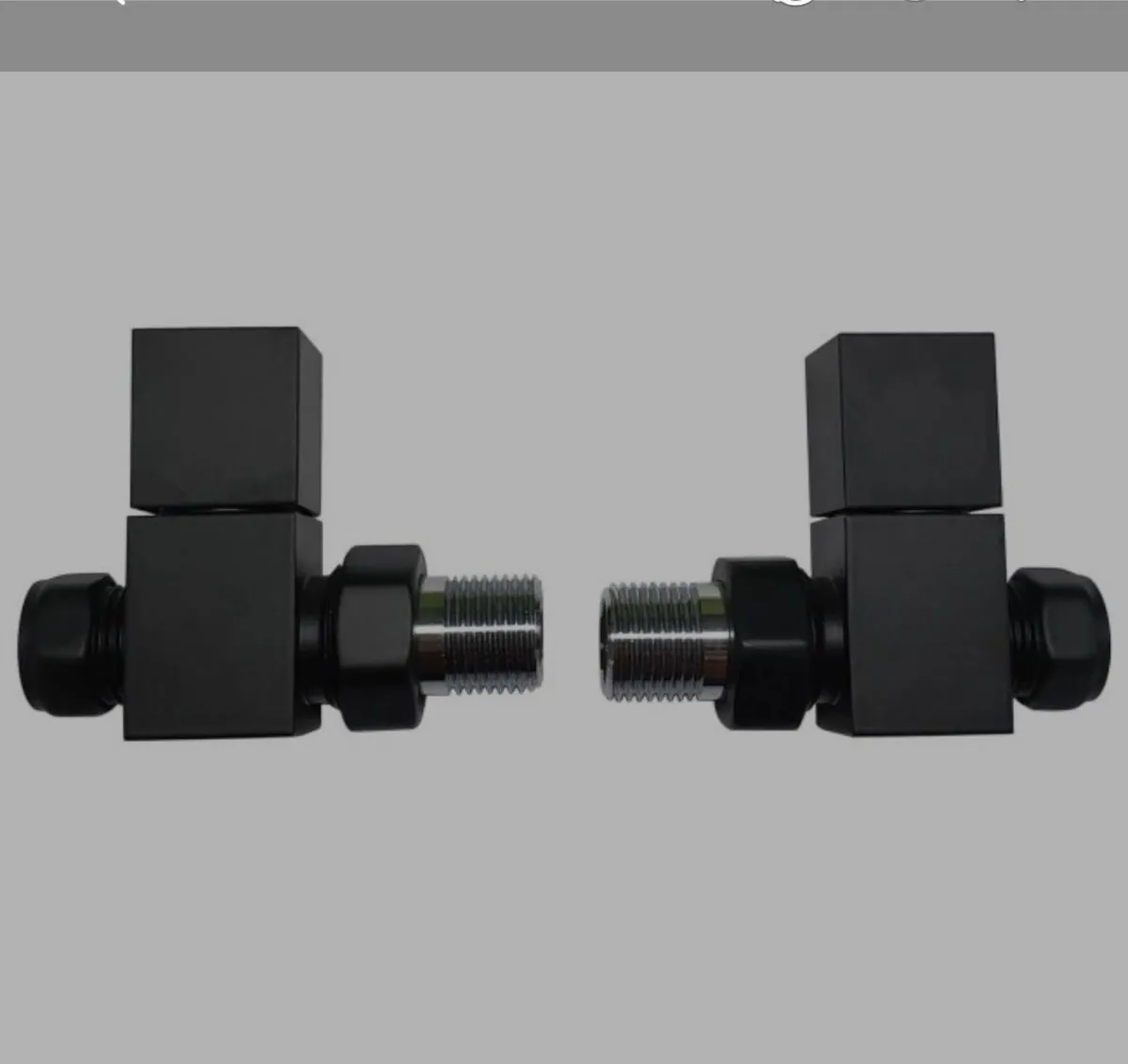 Matt Black Square Straight Radiator Valves