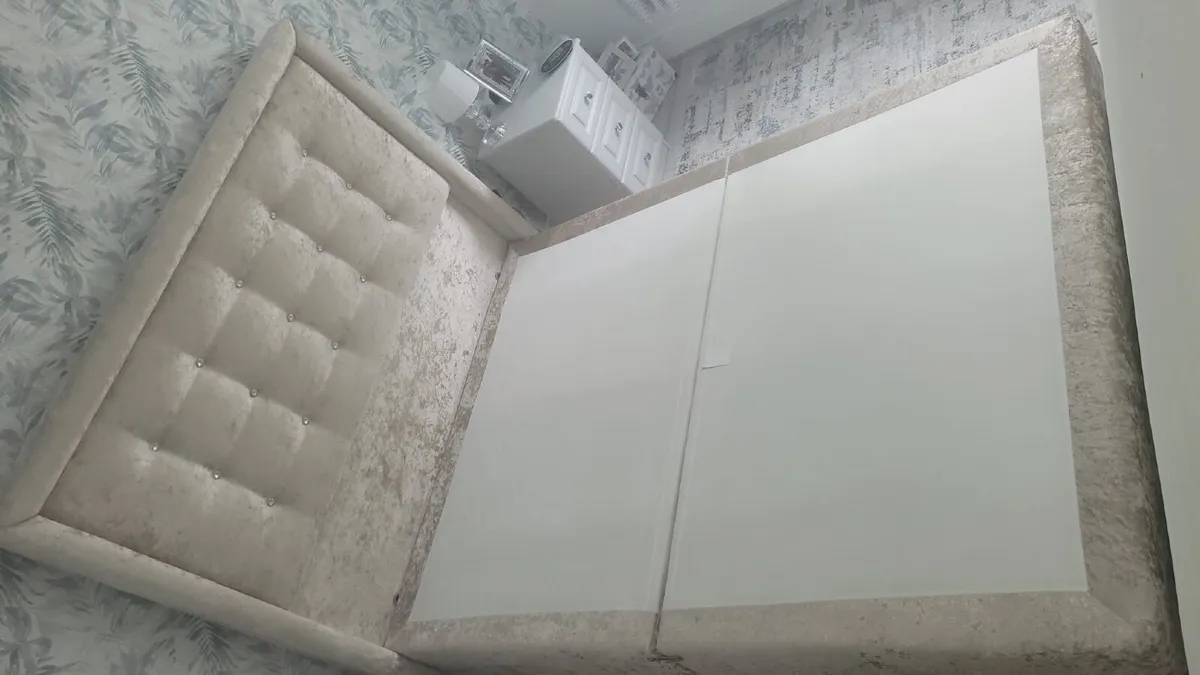 King size bed and headboard - Image 1