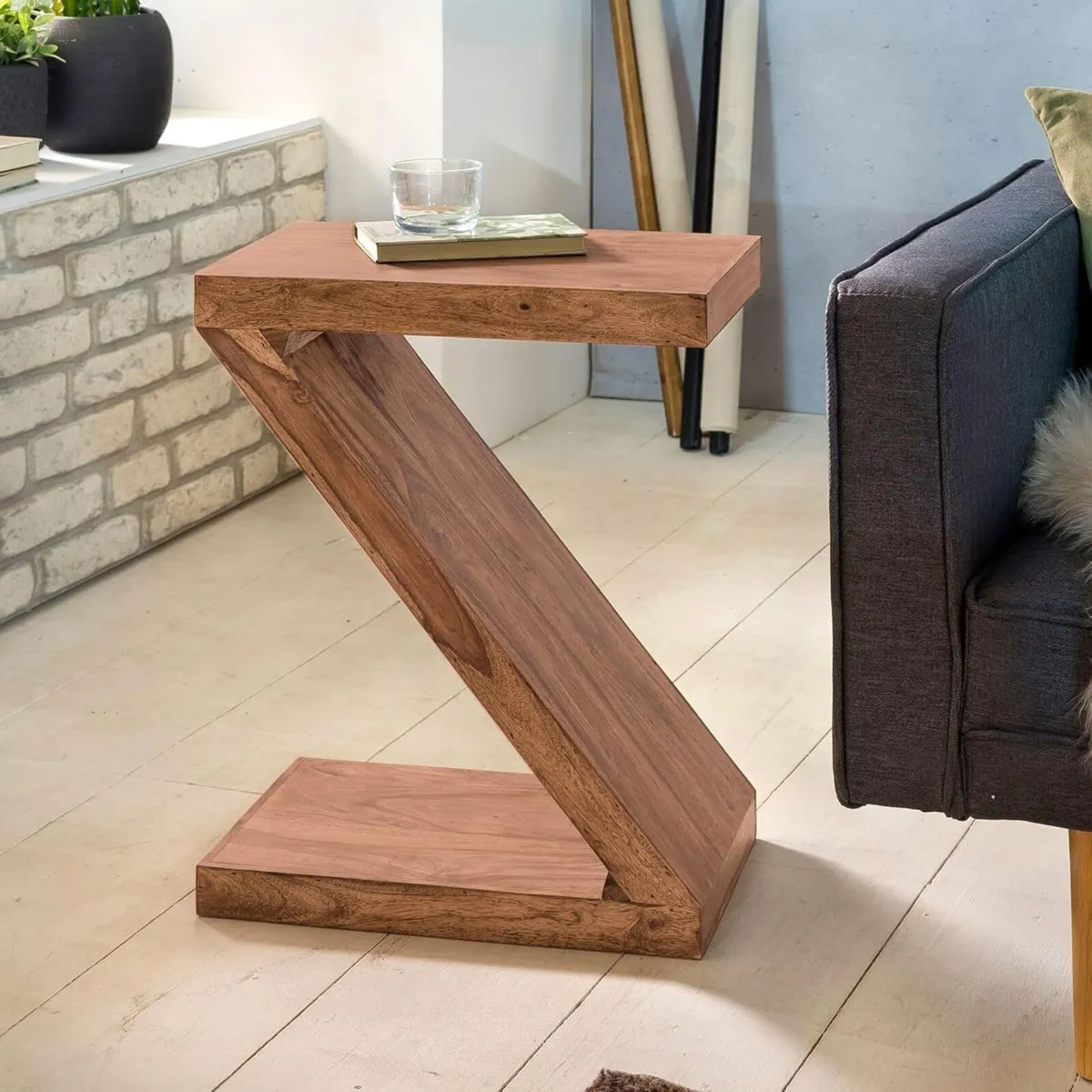 Z  Shape Solid Wood Side Table - Image 4