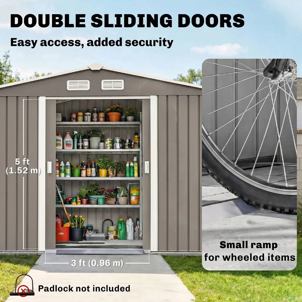 Metal Storage Shed Tool Box with Foundation 9 x 6F - Image 3