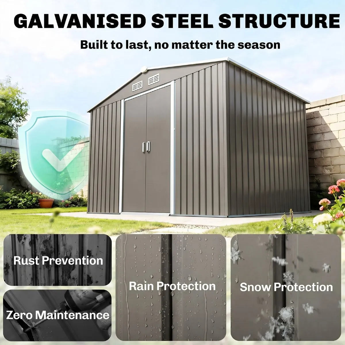 Metal Storage Shed Tool Box with Foundation 9 x 6F - Image 4