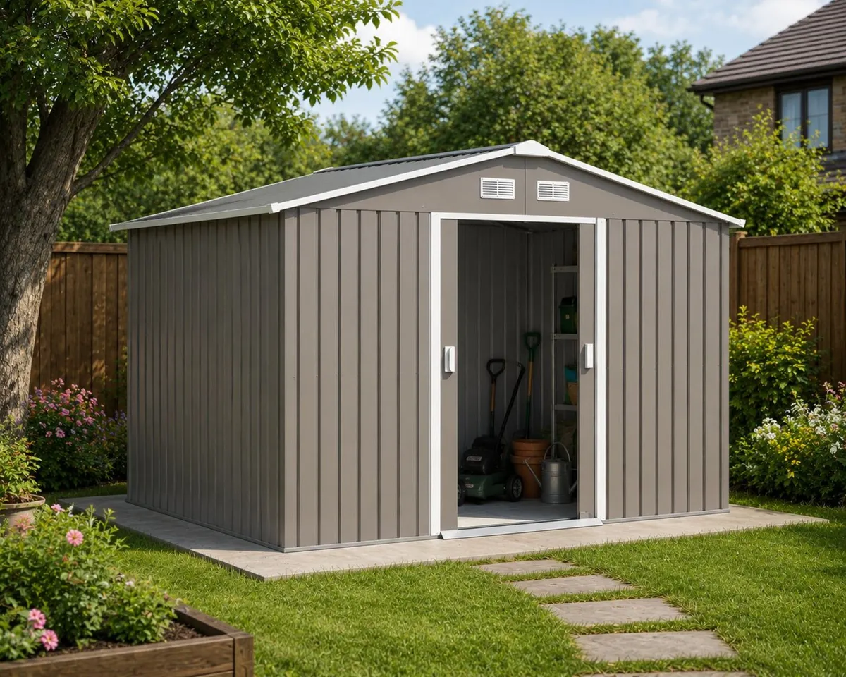 Metal Storage Shed Tool Box with Foundation 9 x 6F - Image 1