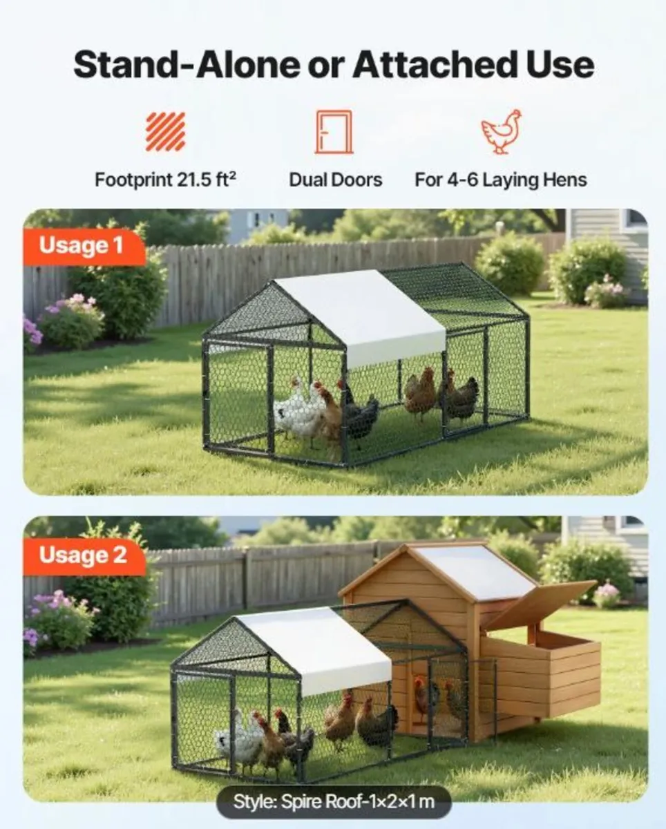 Metal Chicken Coop for 4-6 Chickens - Image 2