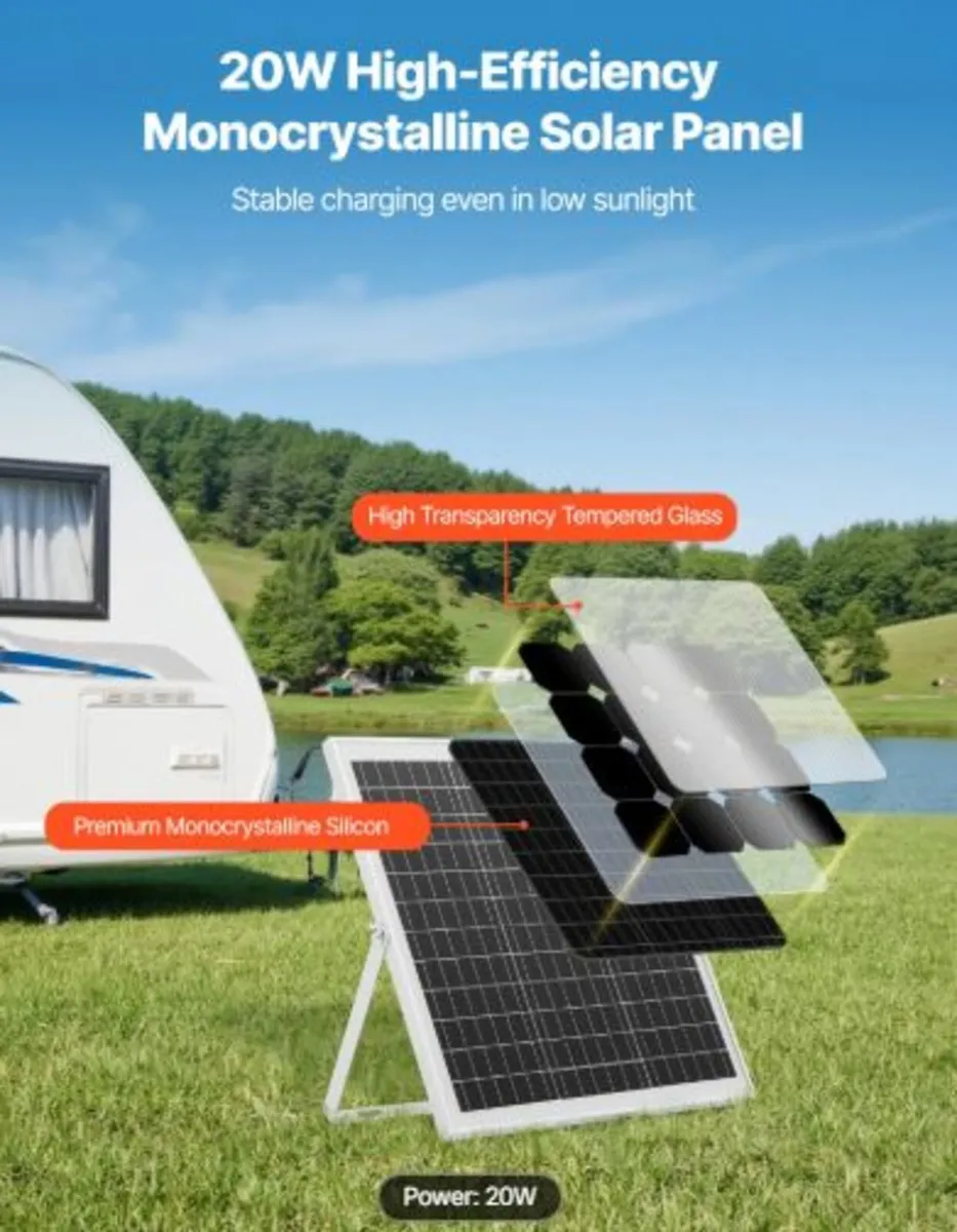 20W 12V Solar Panel Battery Charger, Solar Battery - Image 2