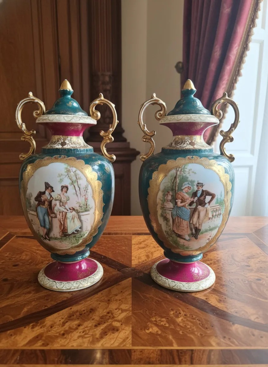 A selection of antique and vintage vases and lustr - Image 1