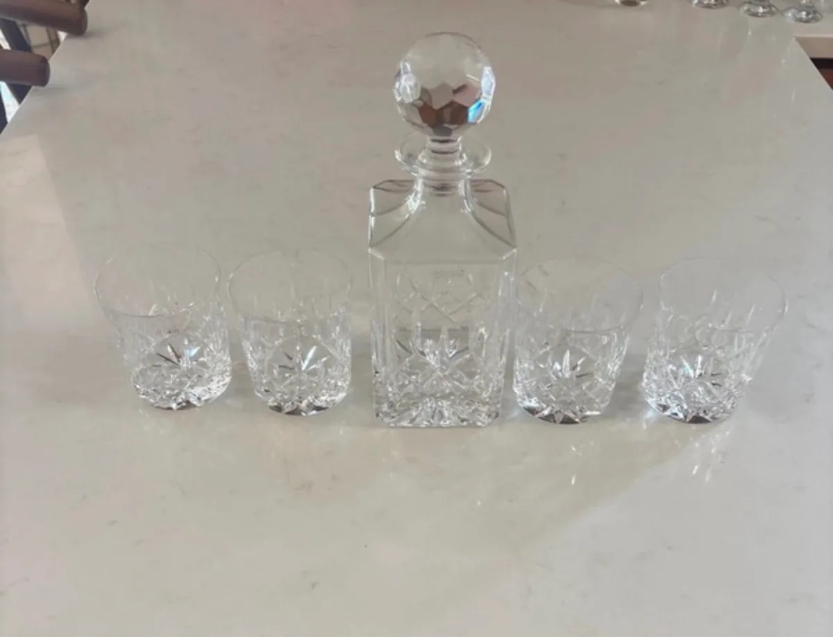 Galway Crystal Decanter and 4 Matching Glasses - Image 1