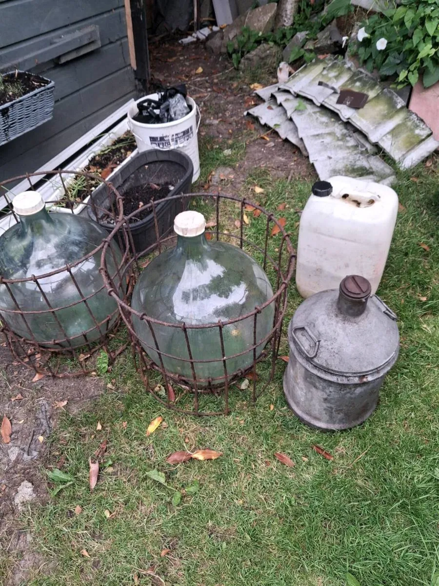 Carboy caged antique bottles - Image 3