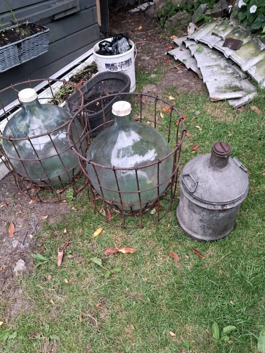 Carboy caged antique bottles - Image 4