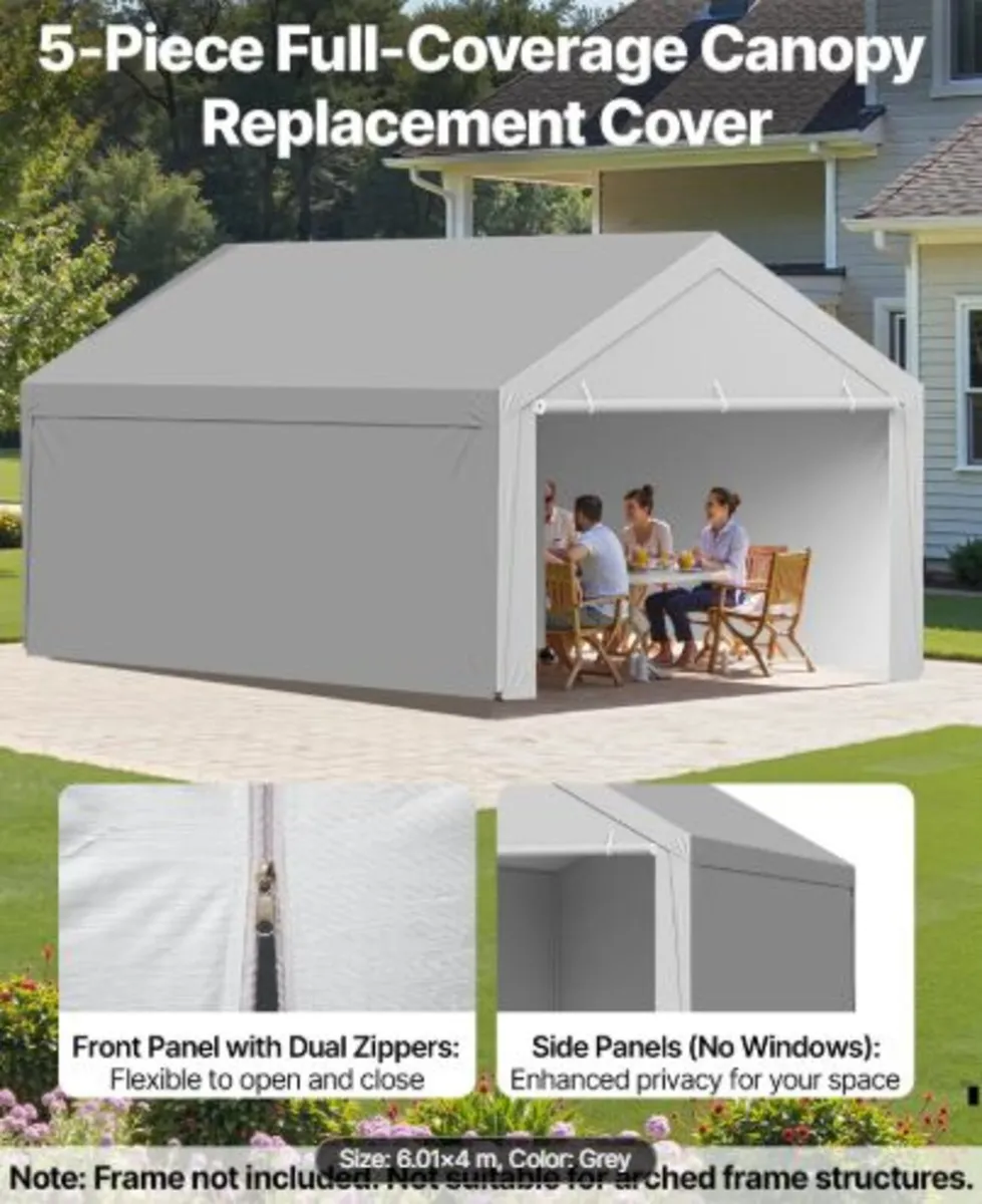 Carport Replacement Canopy,6 x 4 m Potable Garage - Image 2