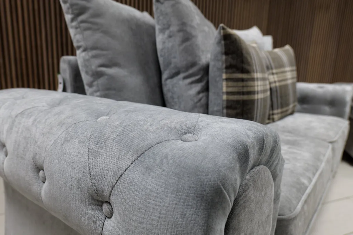 Verona 3+2 Grey Scatter Or Fullback Cushions Sofa - Image 4