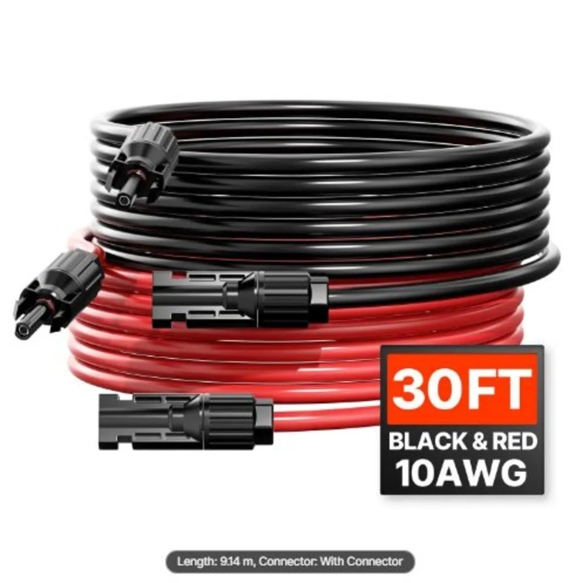 9.14m/30FT Solar Panel Extension Cable,6mm²/10AWG - Image 1