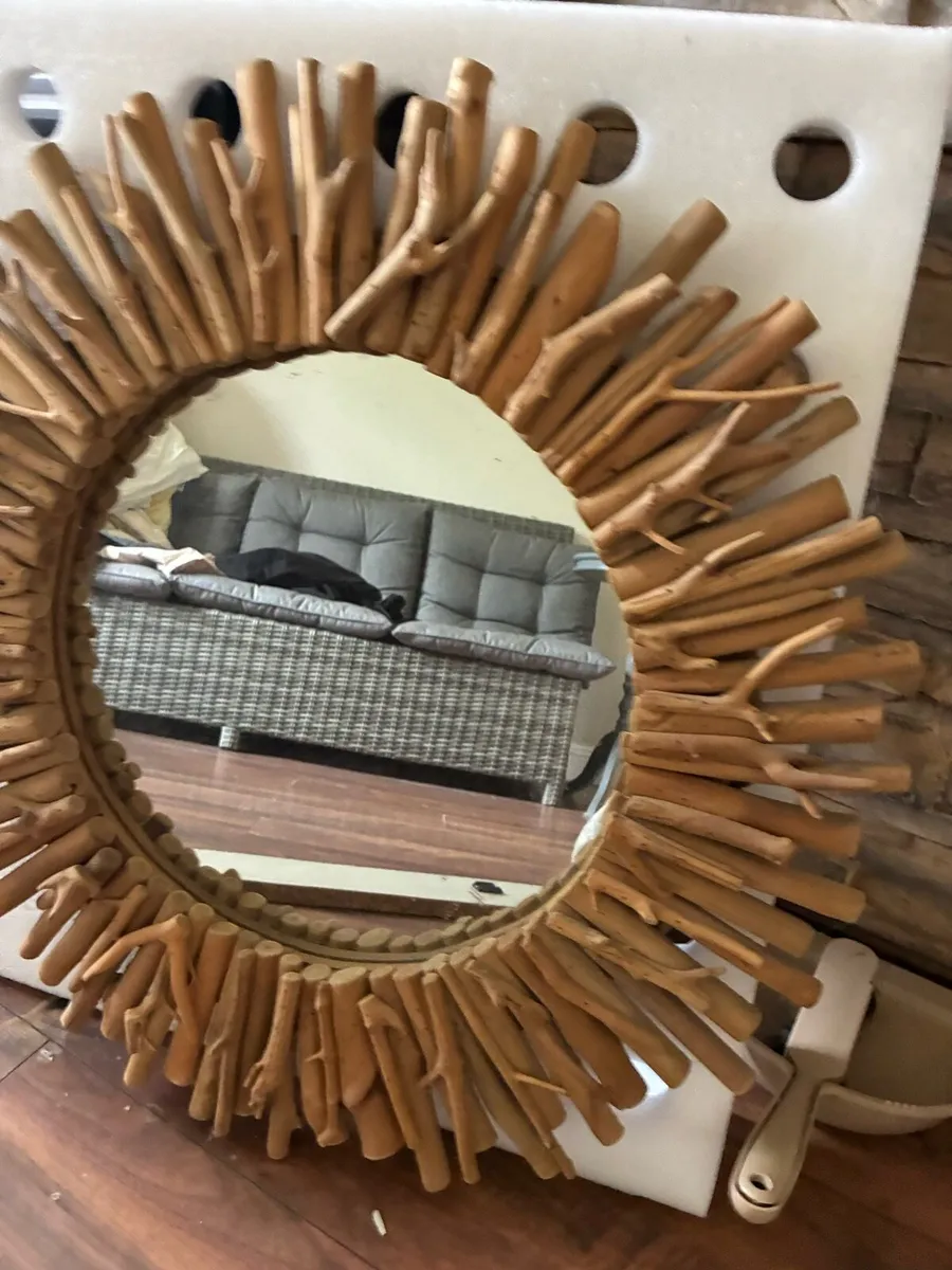 Driftwood Style Round Mirror - Image 1