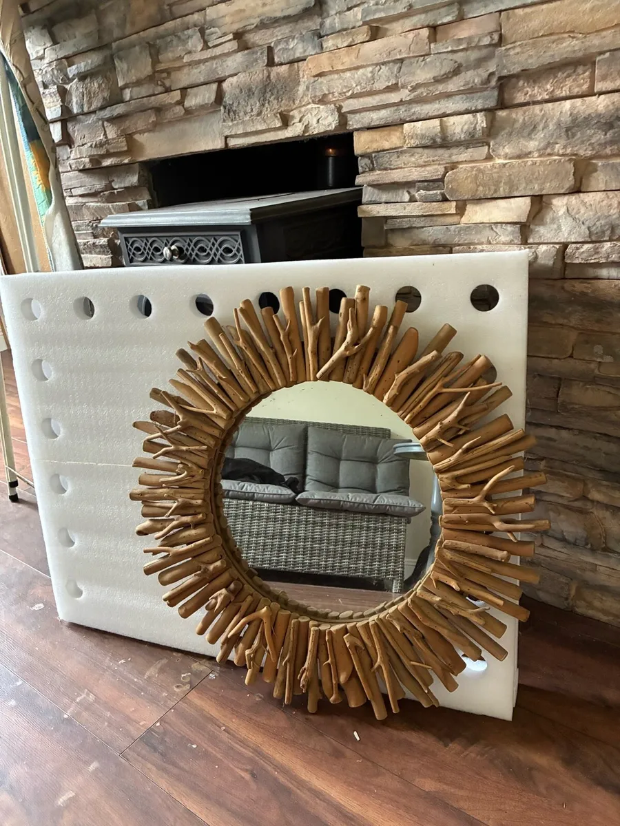 Driftwood Style Round Mirror - Image 2