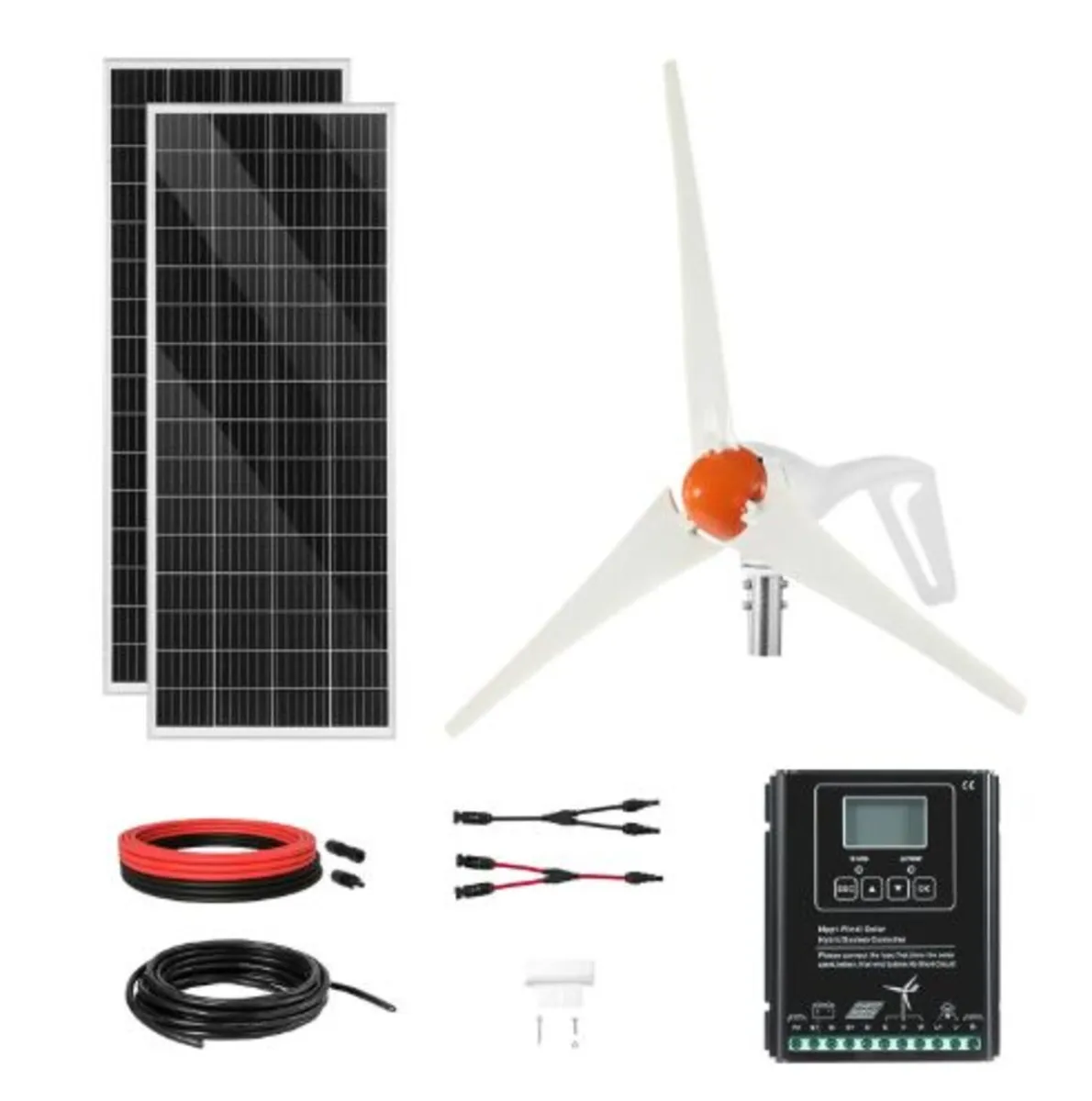 12V 400W Solar Wind Power Kit, 2PCS 100W Monocrys - Image 1