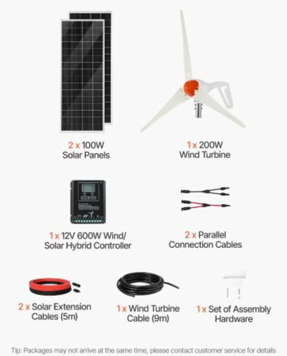 12V 400W Solar Wind Power Kit, 2PCS 100W Monocrys - Image 3