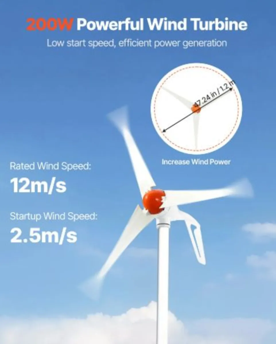 12V 400W Solar Wind Power Kit, 2PCS 100W Monocrys - Image 4