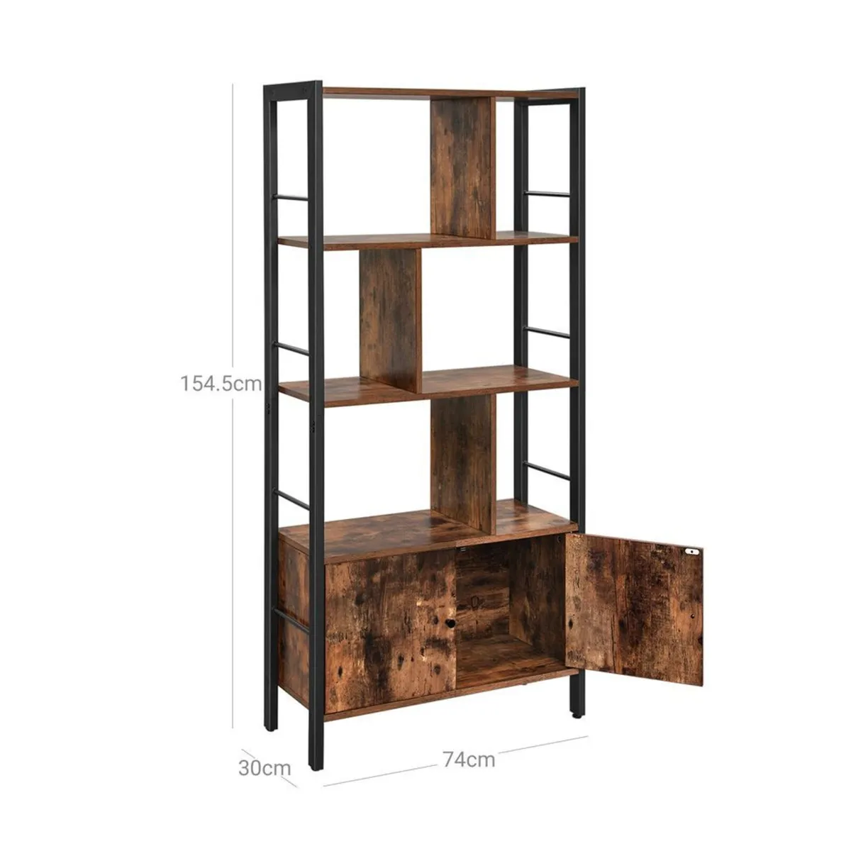 Industrial 5-Tier Bookcase with Double Door Cabine - Image 4