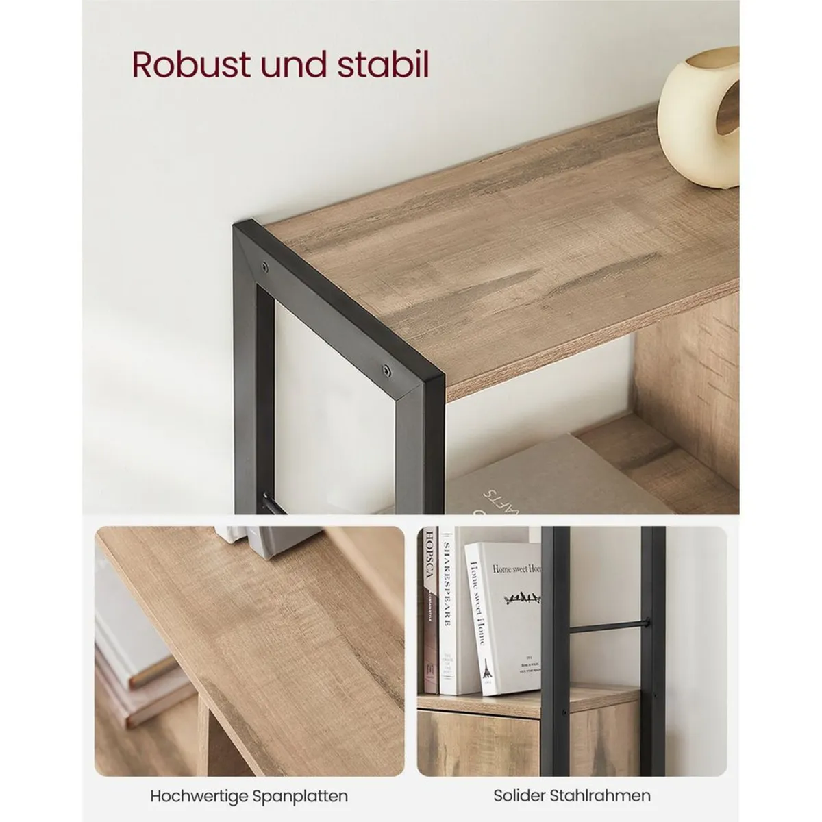 Bookcase with 4 open shelves modern two door - Image 3