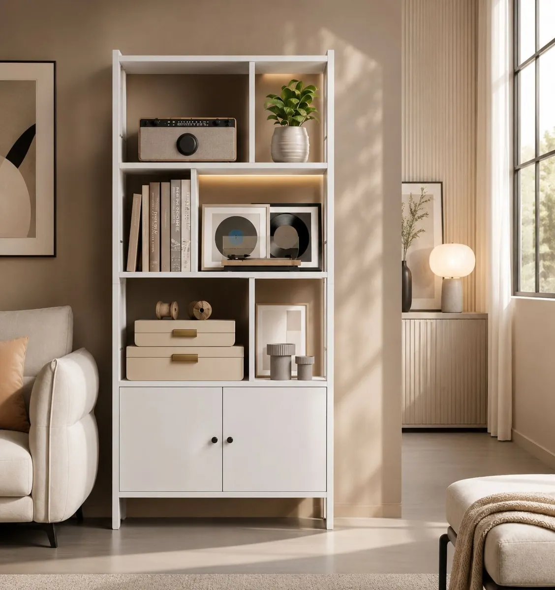 Industrial 5-Tier Bookcase with Double Door Cabine - Image 2