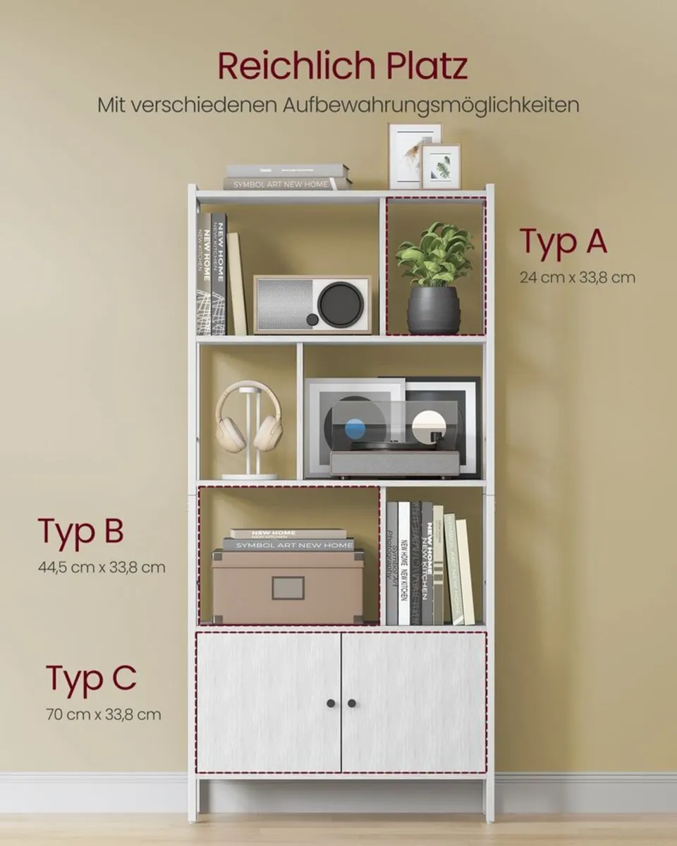Industrial 5-Tier Bookcase with Double Door Cabine - Image 4