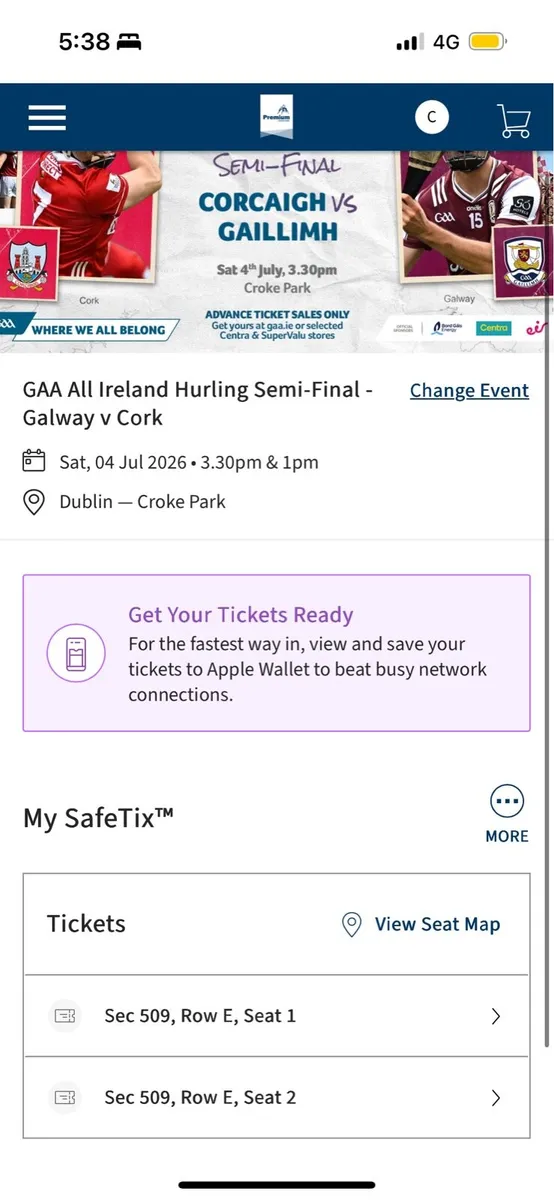 Cork Vs Galway Tickets Premium - Image 2