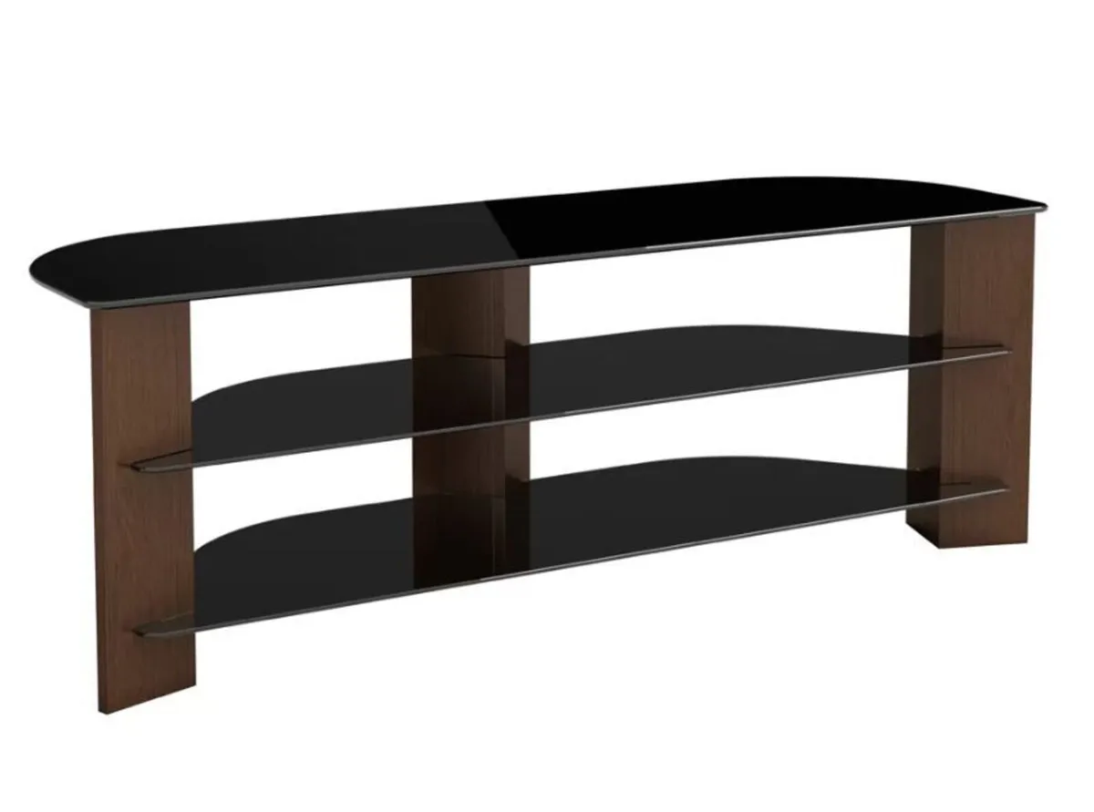 AVF Varano 130cm Walnut & Black Glass TV Stand - U - Image 2