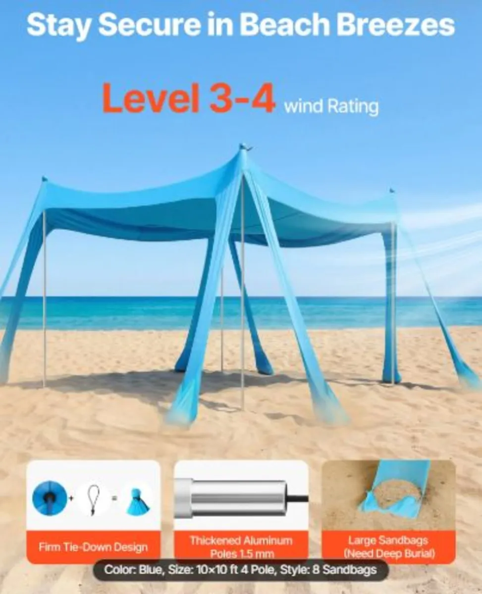 Beach Tent Sun Shelter, UPF50+ Sun Protection, 2 m - Image 2