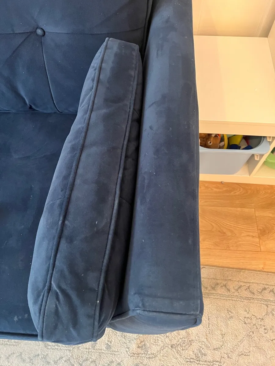 3-Seater Navy Velvet Sofa - Image 3