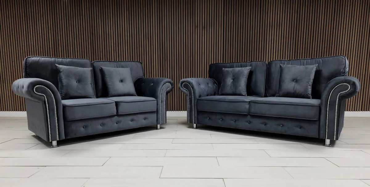 Olympia Grey & Cream Fabric Sofa Set - Image 3