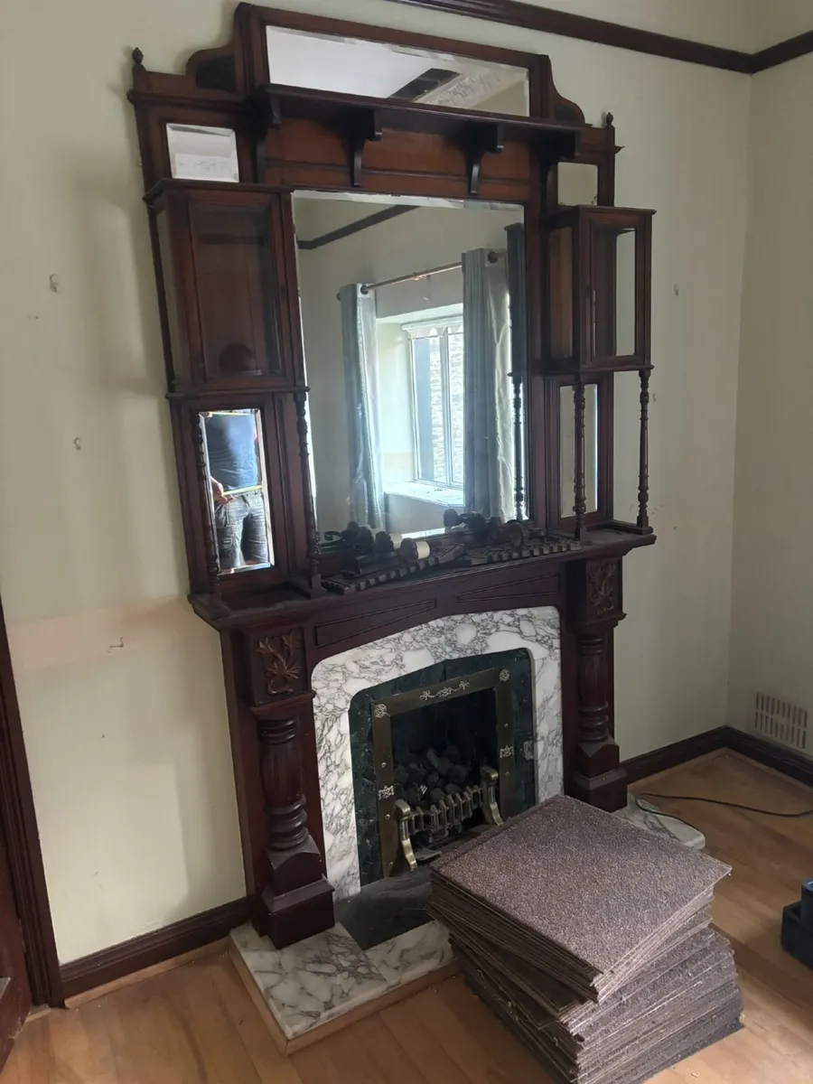 Antique Mahogany Fireplace Surround with Marble - Image 1