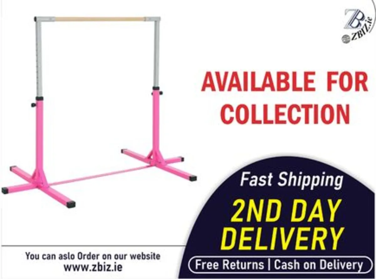 Kids Gymnastics Bar Adjustable with Hardwood Base - Image 1
