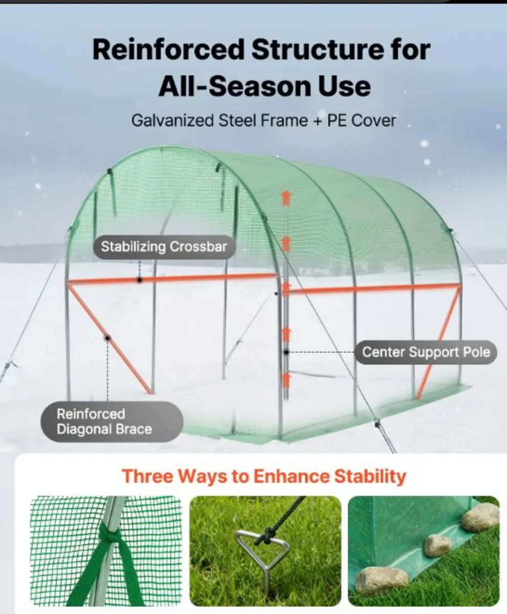 10ft x 7ft Heavy Duty Polytunnel with Built In Irr - Image 4