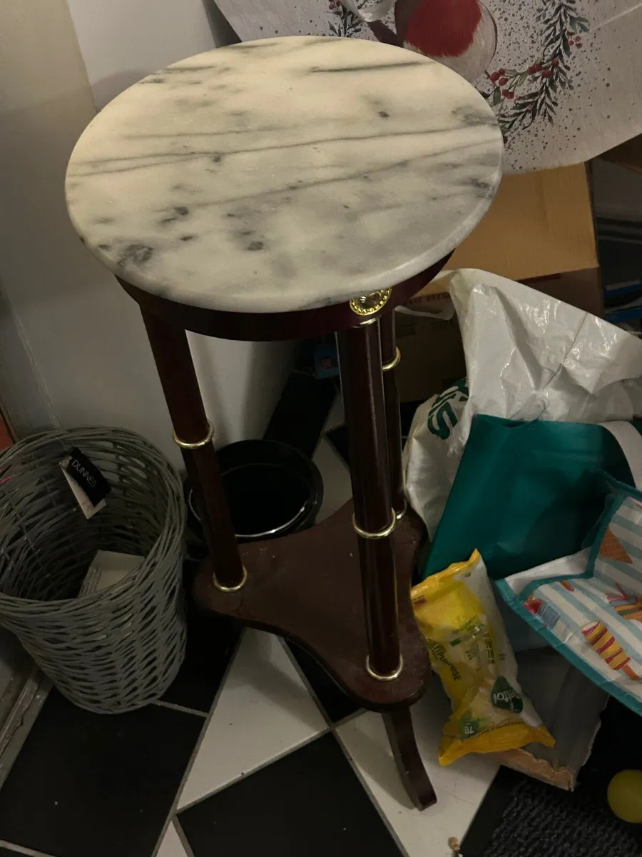 small marble-top pedestal table antique style - Image 1