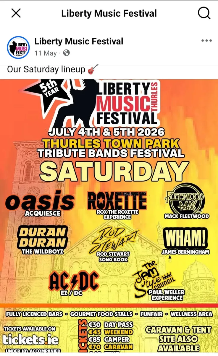 Liberty music festival tickets x 3 - Image 1