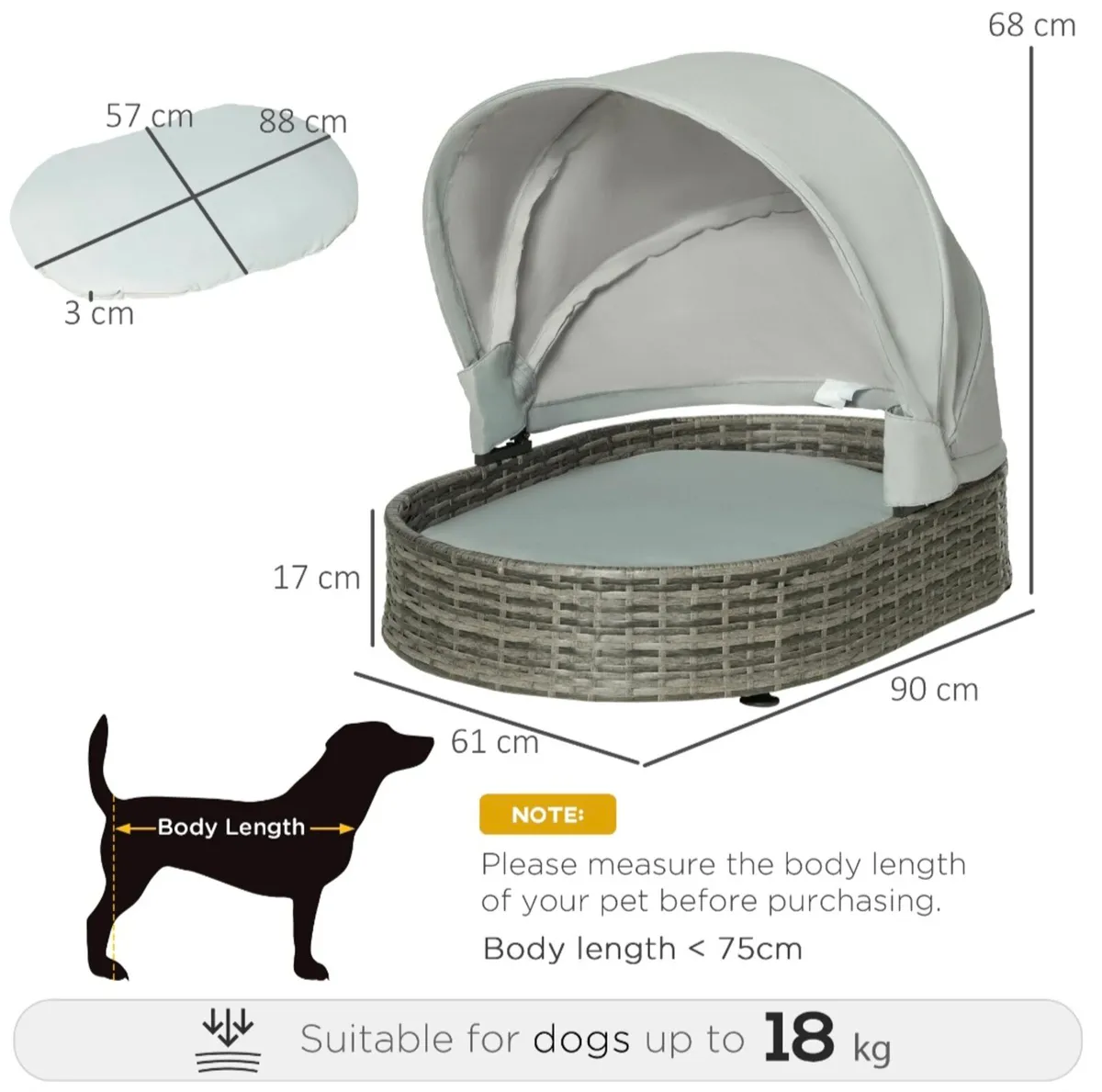 PAWHUT Wicker Dog Basket - Image 2