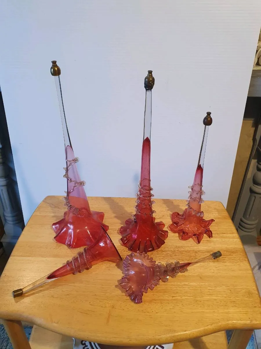 5×  victorian cranberry  Epergnes - Image 1