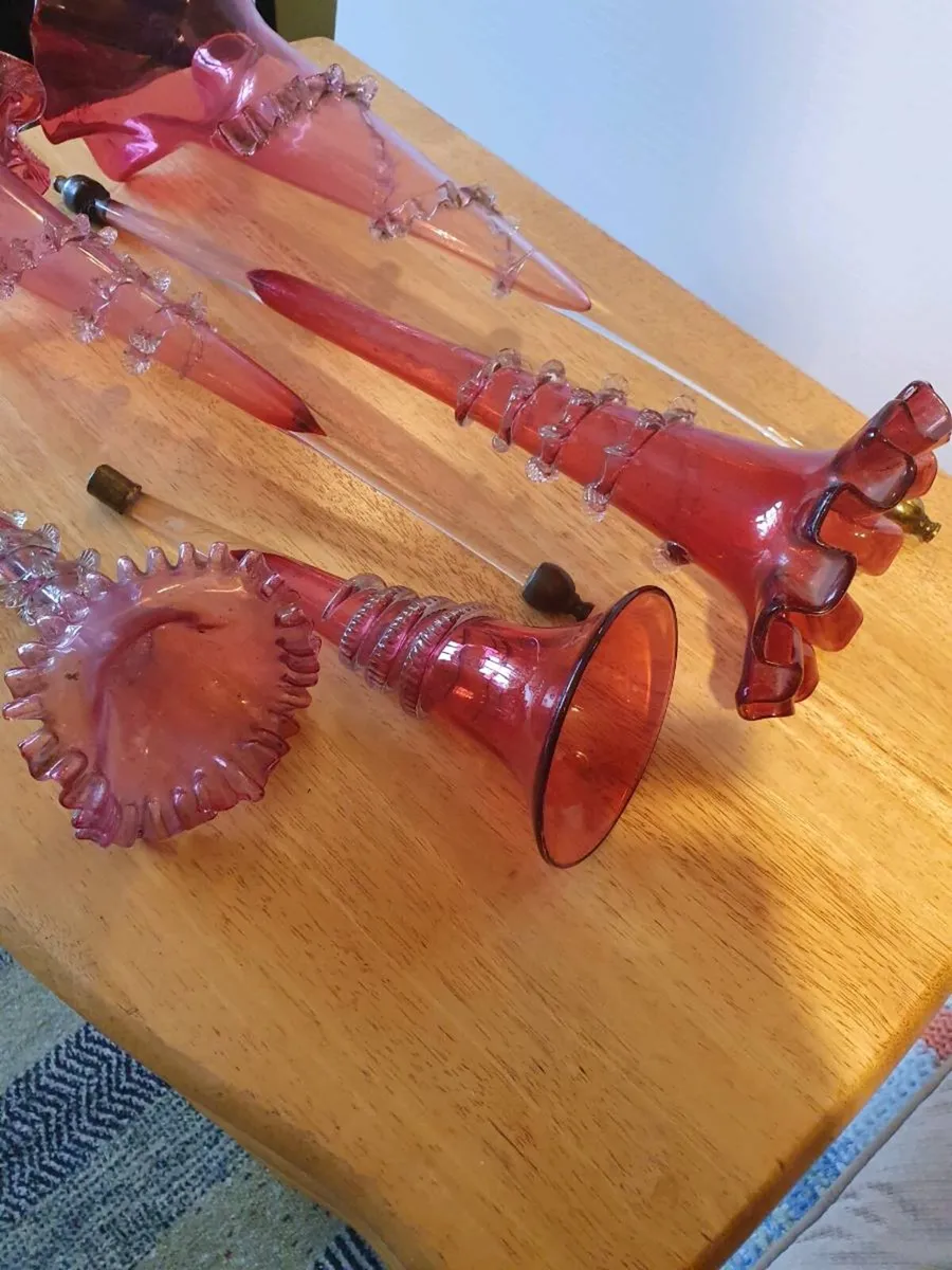5×  victorian cranberry  Epergnes - Image 4